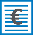 A blue and white striped sign with a grey symbol

Description automatically generated